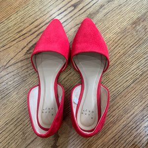 Red Pointed Toe Flats Size 8.5